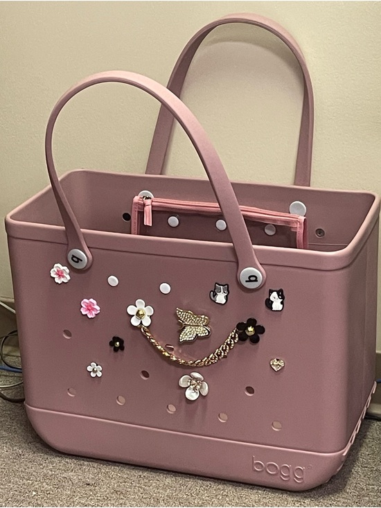 BOGG BAG Handbags - Large Bogg Pink Tote Bag with Decorative Charms